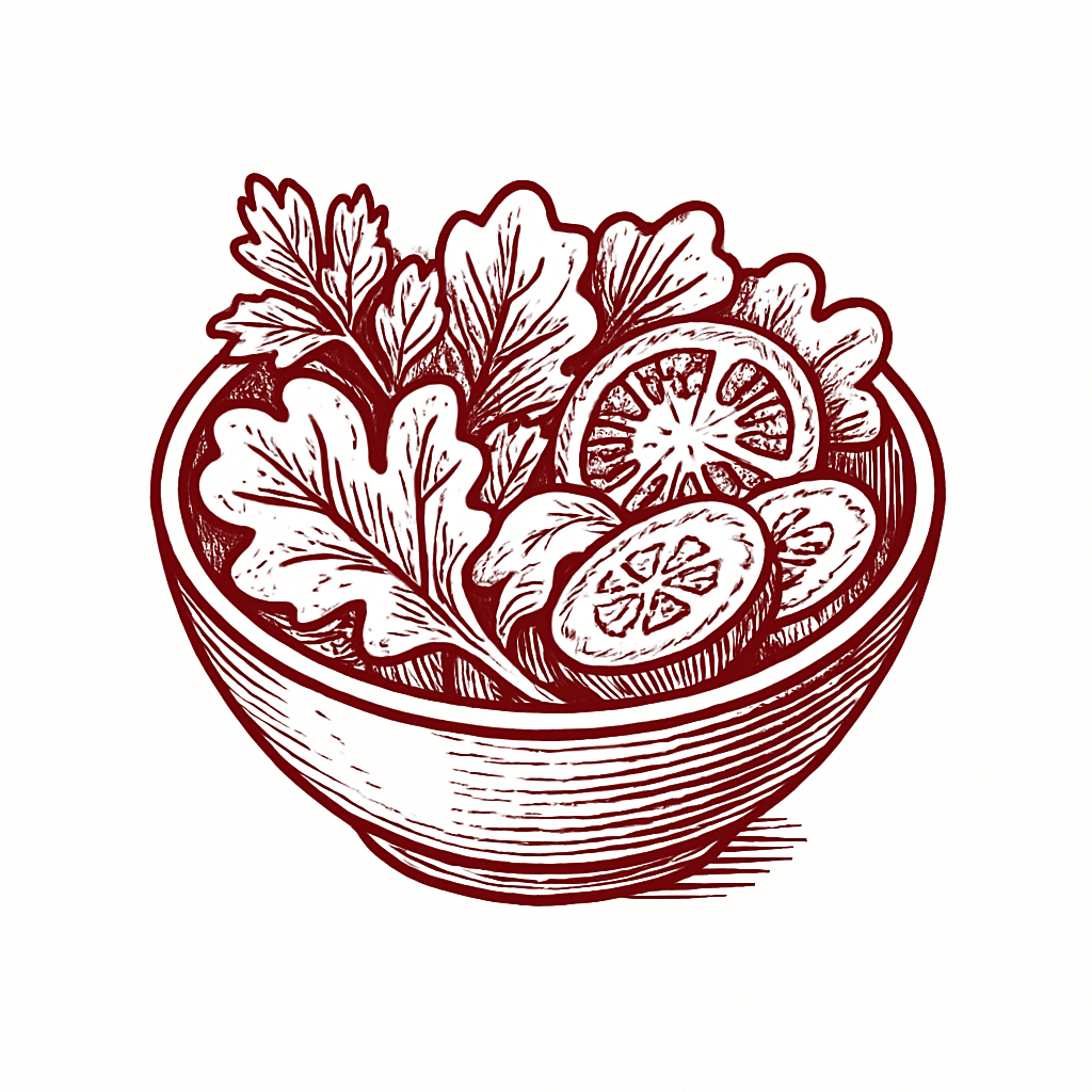 Kleiner Beilagensalat mit Karotte, Tomate, Gurke und Blattsalat